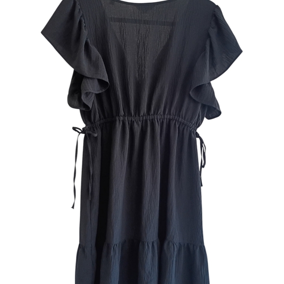 Max Studio Women's Flutter Sleeve Black Dress SZ M - Picture 6 of 6